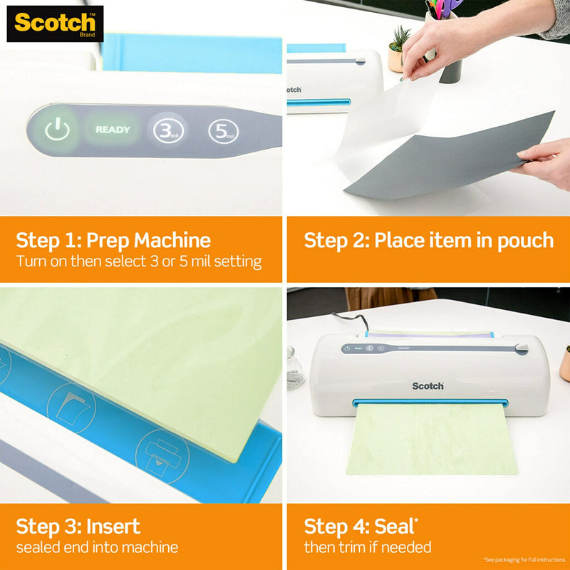 Scotch Thermal Laminating Pouches, Clear, Fits Business Card Size (2.3 in x 3.7.) Paper, 20 Pouches