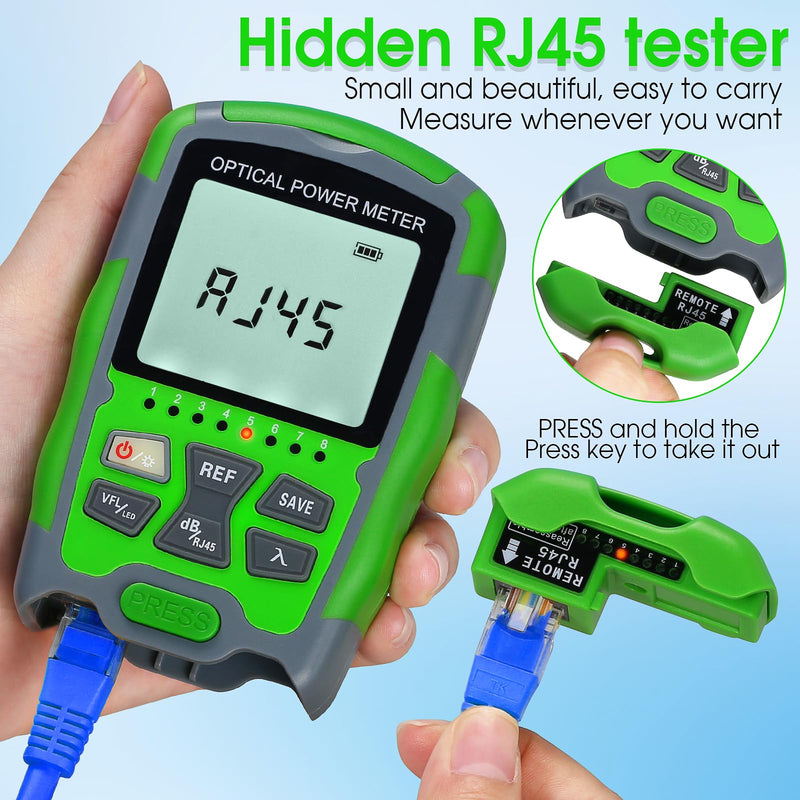 [AUSTRALIA] - Dry Cell A-M70 OPM Portable Fiber Optic Power Meter Integrated Machine 50 (FC/SC/ST) & RJ45 Network Test Portable Fiber Optic Tester ‑70 to +10 1pc FC to LC Adapter 