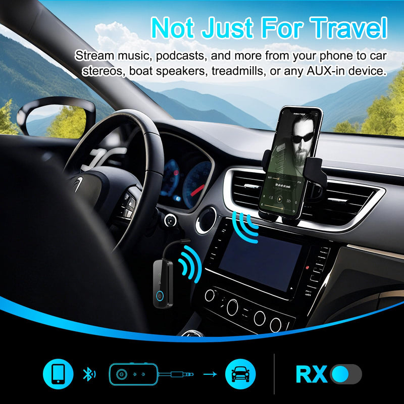 [AUSTRALIA] - Premium Pro Bluetooth 5.4 Transmitter Receiver,Airplane Audio Adapter,Wireless Transmitter for TV/Travel Flight,Airline,Gym.Compatible with 2 AirPods/Headphones,Bluetooth Receiver for Car/Home Stereo Black 