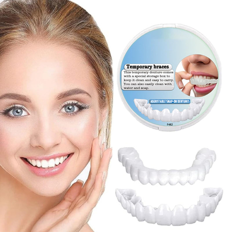 Adjustable Snap-On Denture - Temporary Mouth Guard, False Artificial Temporary Teeth Braces, Snap On Veneers for Men Women False Teeth, Silicone Non-porous Hood