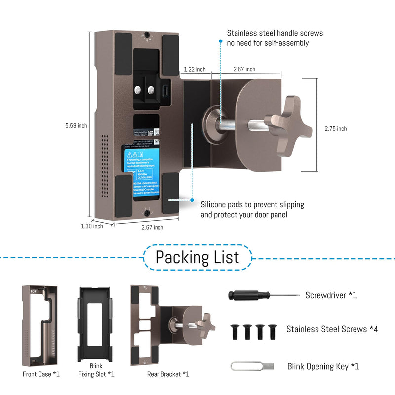 [AUSTRALIA] - Anti Theft Ring Doorbell Mount: Metal Ring Apartment Door Mount Blink Doorbell Camera Holder No Drill - Renter Friendly Ring Doorbell Mount No Damage ‎Frosted Bistre 