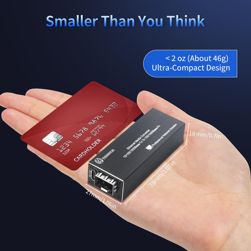A Pair of 1.25G BiDi Fiber to Ethernet Media Converter, PoE Powerd | 2PCS BiDi SFP LC Transceiver Modules Included, SFP to RJ45, Single Mode Fiber, Plug & Play, Up to 40km for CCTV and Network