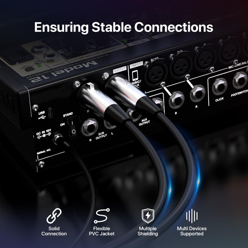 [AUSTRALIA] - EBXYA XLR Cable 15ft 4 Packs - Premium Balanced XLR Male to Female Microphone Cable, Black 15 Feet 4 Pack 