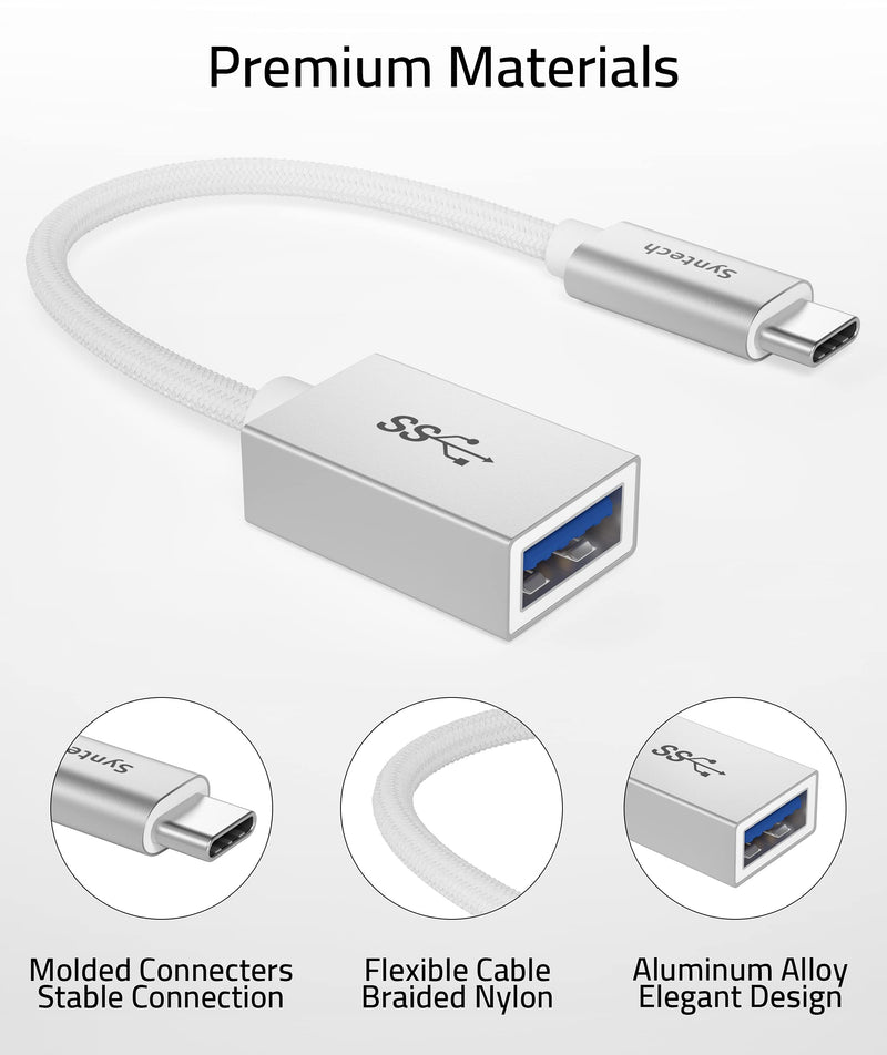 Syntech USB C to USB Adapter, 2 Pack USB C to USB3 Adapter,USB Type C to USB,Thunderbolt 3 to USB Female Adapter OTG Cable Silver