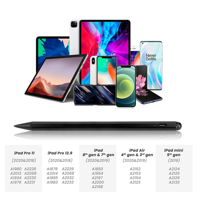 2020 iPad Air 4th Generation 10.9 Inch Stylus Pencil 2nd Generation,,Palm Rejection and Magnetic with 1.2 mm Replaceable POM Tip Active Stylus Pen for Apple iPad Air 4th Gen Pencil,Black Black