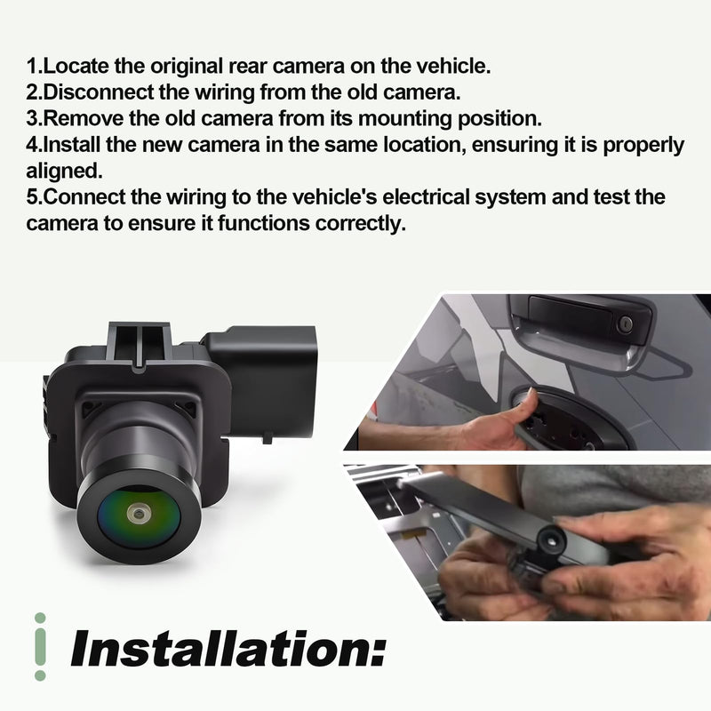 Rear View Camera Park Assist Backup Reverse Camera Black Compatible with 2019-2021 Ranger Replace KB3Z-19G490-B KB3Z19G490B FO1960185 PAC504