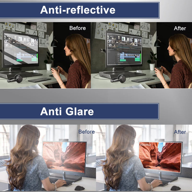 MUBUY 21.5 Inch Anti Glare Screen Protector Fit Diagonal 21.5 Inch Desktop Monitor 16:9 Widescreen, Reduce Glare Reflection and Eyes Strain, Fingerprint-Resist (18.75 Inch W x 10.55 Inch H)-2Pcs