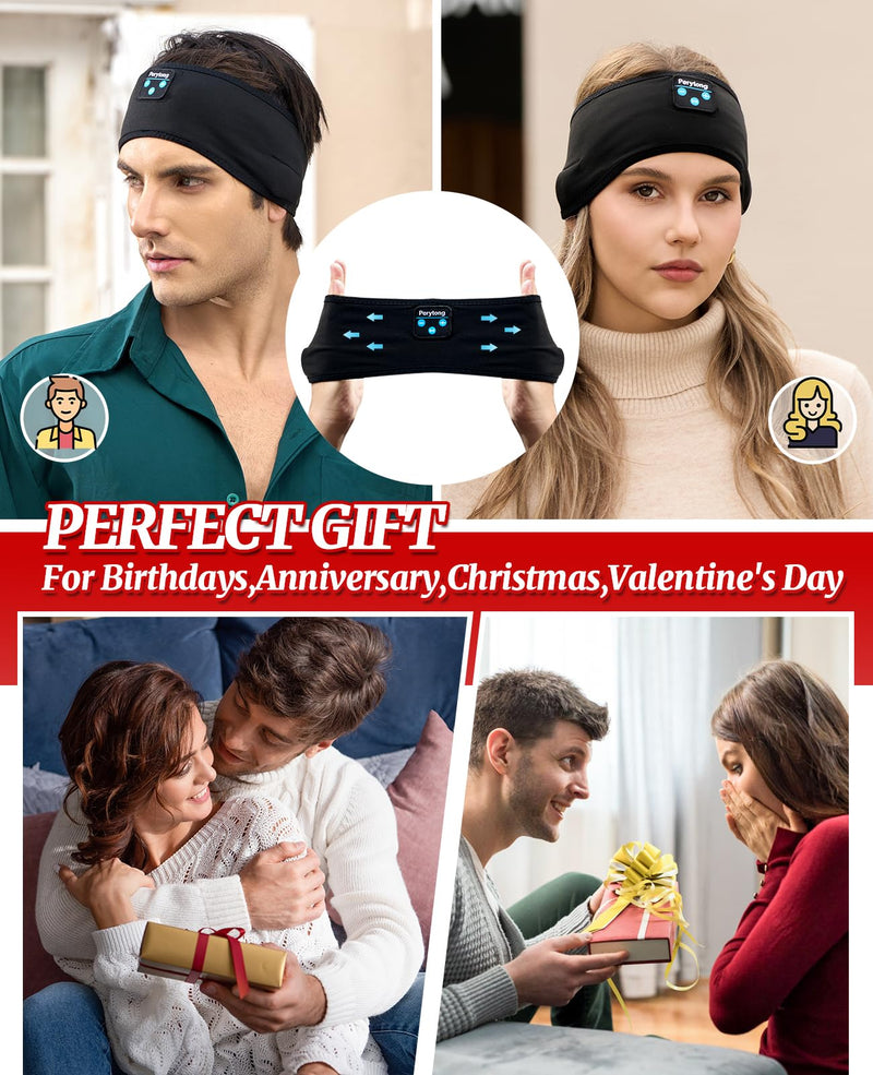 Sleep Headphones Bluetooth Headband Wireless Headphone Headband for Side Sleepers - Headphones for Sleeping - Sleeping Headphones for Insomnia Nuit Travel,Gift for Women Men Mom Dad Darkblack