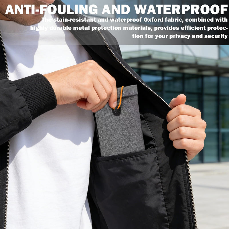 Faraday Bag 7Pcs Kit with 6 Patches(Grey) | For Phones Keys RFID; Military Grade Signal Blocking Pouch, Waterproof Anti-Theft EMF Blocker, Double-Layer Shielding