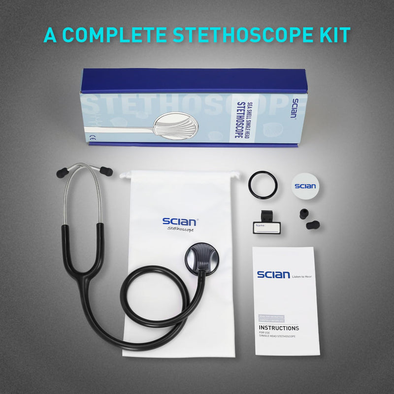 [AUSTRALIA] - SCIAN Stethoscope Single Head Cardiology Stethoscopes for Nurses, Doctors and Nursing Students, Ideal for Blood Pressure Monitoring, Home Diagnostics, Medical Supply, Black 
