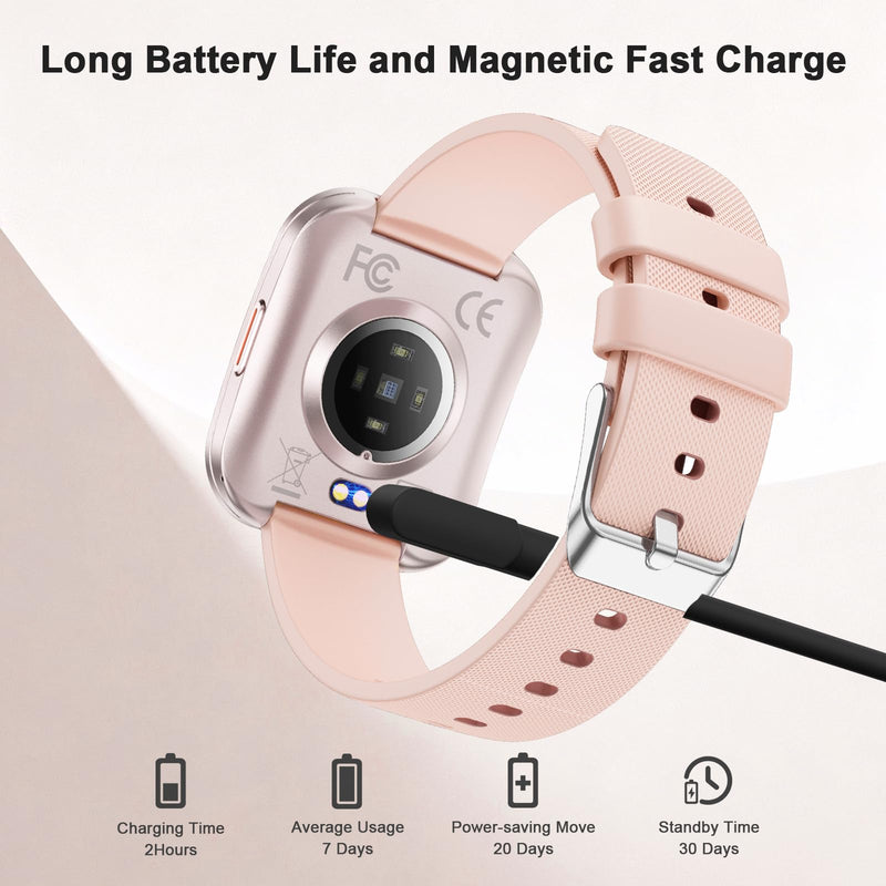 MFVLP Smart Watch for Women, 1.85" HD Fitness Tracker Rose Gold | Answer/Make Calls, for Android & iPhone, Heart Rate/Sleep/Sports Monitor Smartwatch, IP68 Waterproof