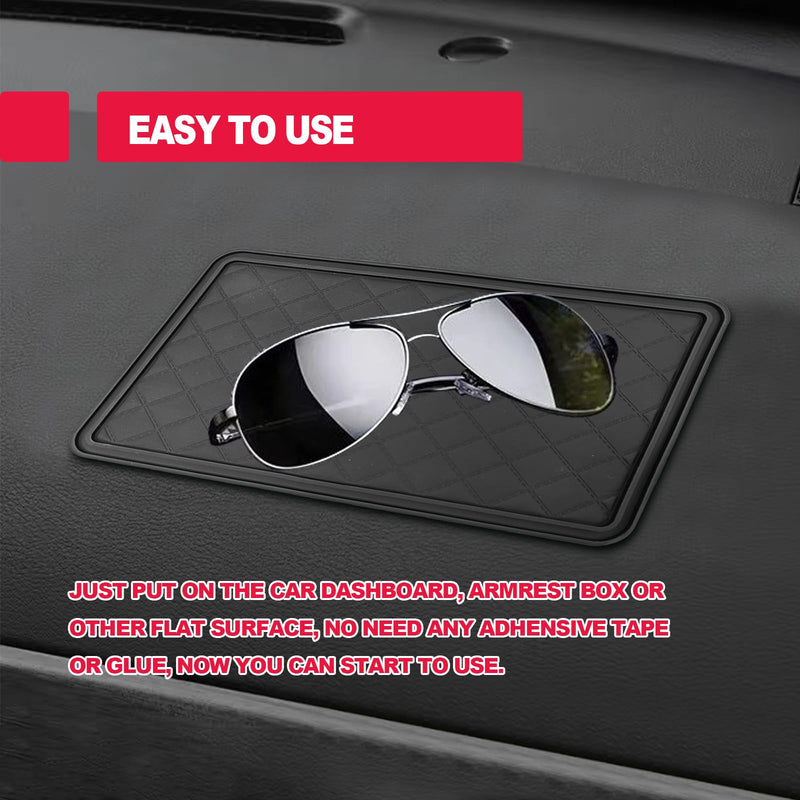 Car Dashboard Rubber Anti-Slip 10.4"x 5.9" Pad -Multifunctional Universal Car Magic Dashboard Sticky Adhesive Mat for Cell Phones, Sunglasses, Keys, Coin and More Use 26.5*15cm