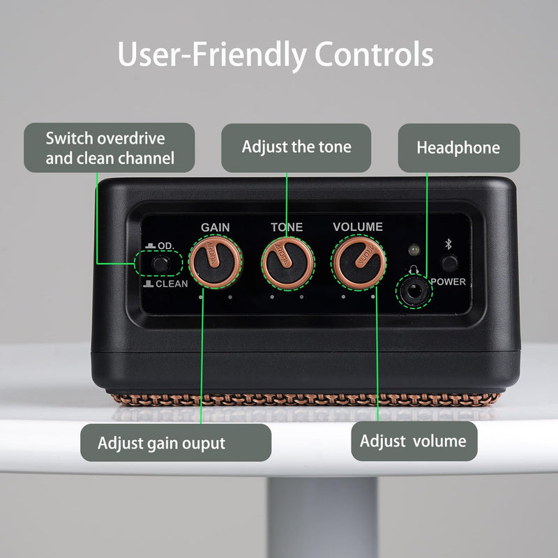 Electric Guitar Amp 5W Portable Rechargeable Battery Powered Practice Guitar Combo Amplifier Speaker with Headphone Aux Jack