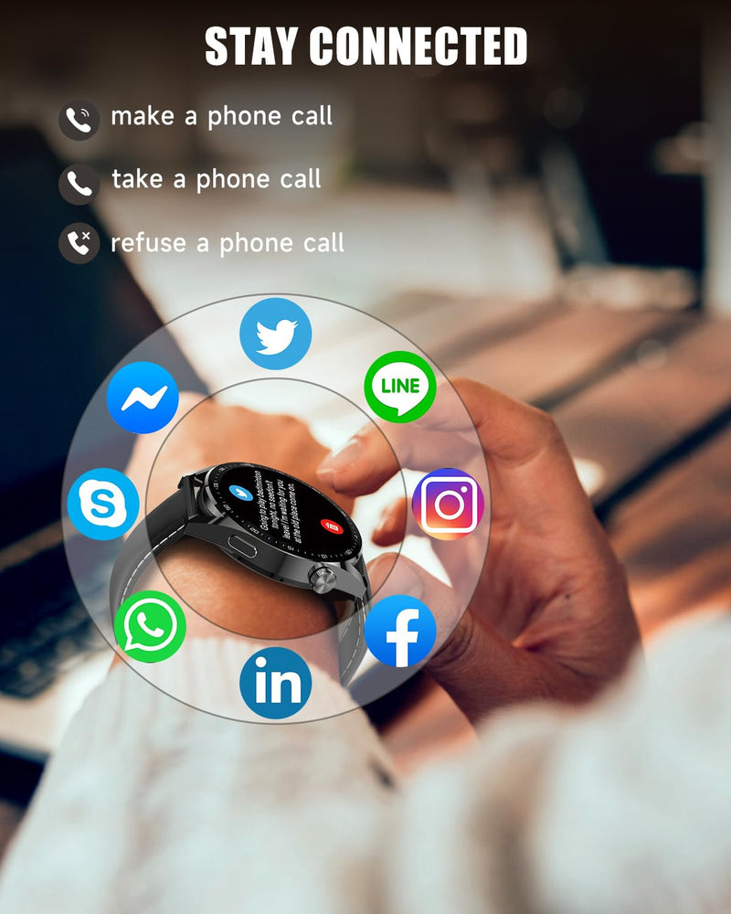 aigo Smart Watch for Men with Heart Rate Monitor, Fitness Tracking, 100+ Exercise Modes,Blood Oxygen Monitoring,Calorie Counter and Waterproof Watches for iOS and Android Phones Black