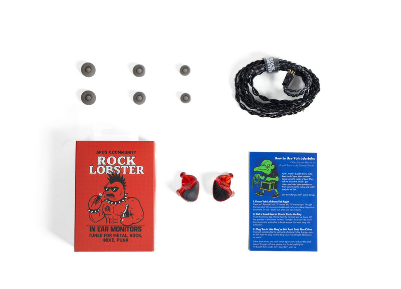 Apos Rock Lobster IEM (In-Ear Monitor) Earbud/Earphones – Tuned for Rock, Guitar-Forward Sound, Detachable 2-Pin Cable Rock Lobster 3.5mm