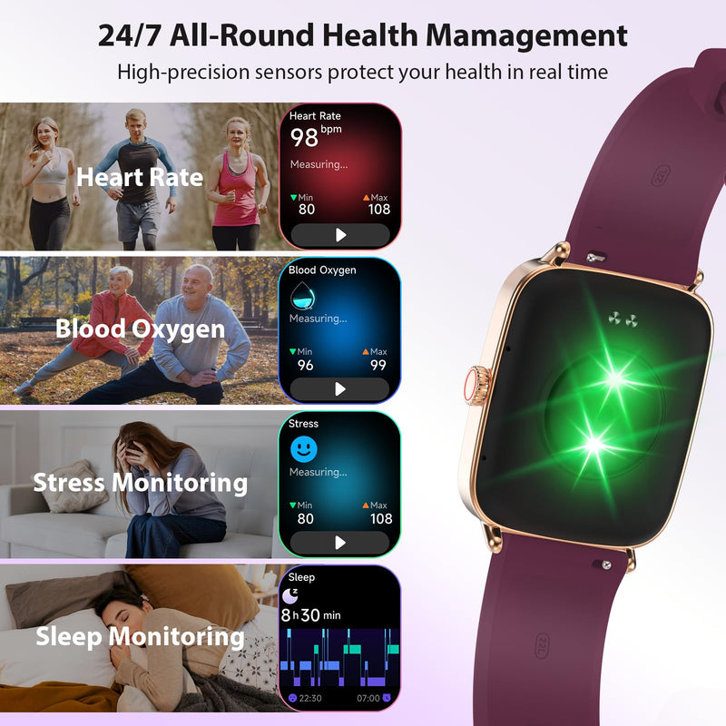 Smart Watch for Women Men, 2025 New Smartwatch (Answer/Make Call) for iPhone/Android, 1.85" HD 60+FPS Screen Fitness Tracker with 110+ Sport Modes, Sleep/Health Monitor, IP68 Waterproof, with 2 Bands