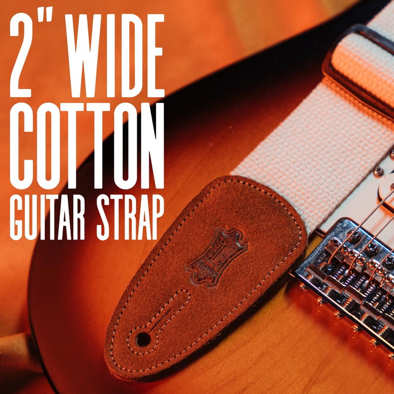 Levy's Leathers MC8-TAN 2" cotton guitar strap with suede ends and tri-glide adjustment. Adjustable to 58"; Tan 0