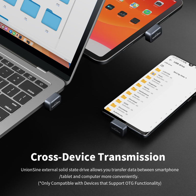 UnionSine USB C Flash Drive 128GB, SSD-Stick for iPhone 15/16/17 Series | USB3.2 Solid State External SSD Up to 450MB/s, Mini Type-C USB Drive forAndroid Phone, Laptop, Tablet