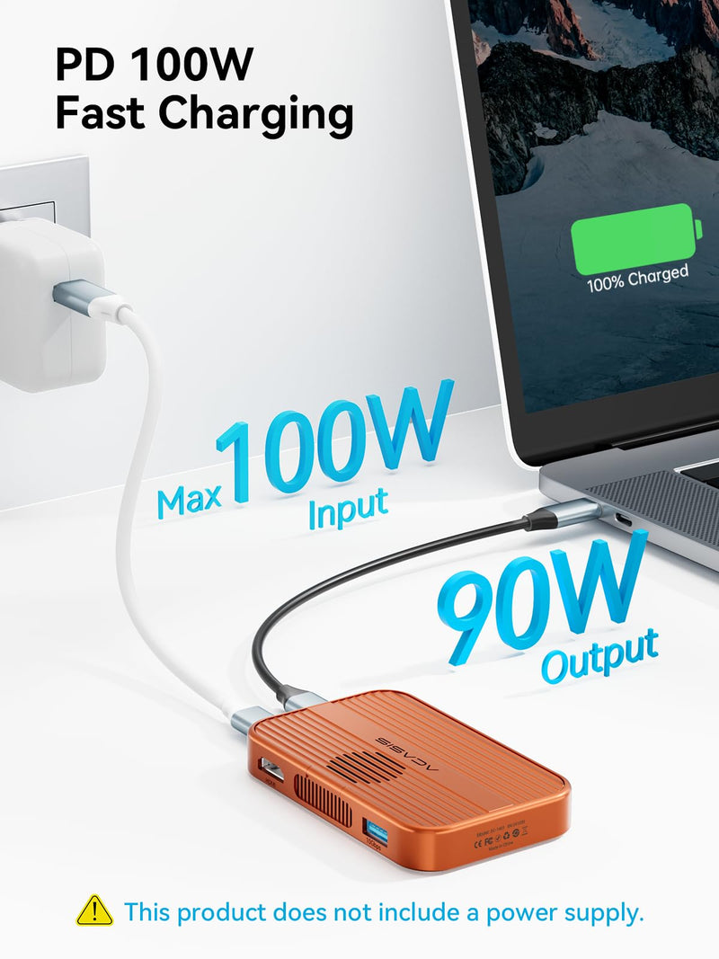 ACASIS 10Gbps Magnetic M.2 NVMe SSD Enclosure With 4K ProRes Recording M.2 EnclosureCompatible IPhone 17/16/15 Pro/Pro Max Magnetic SSD Enclosure with Cooling Fan For Video Editor/Blogger/Videographer orange