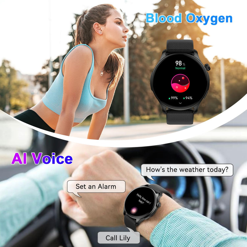 Smart Watch for Men Women Fitness: Make Answer Call Smart Watches for Men Digital Watches Waterproof Running Step Tracker Smartwatch Android Phone iPhone Samsung Compatible Sleep Heart Rate Monitor Black