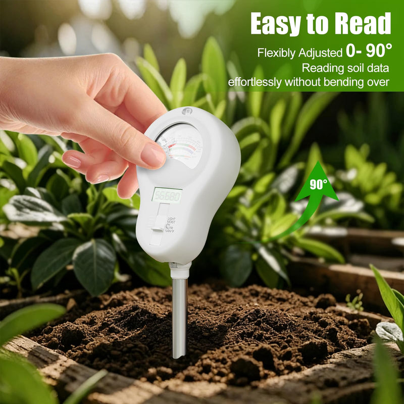 [AUSTRALIA] - SPECILITE 6-in-1 Soil Tester, Digital Soil Moisture Meter/PH Meter/Sunlight/Temperature/Fertility Monitor with 2 Removable Probe, Dual Screen Soil Test Kit for Gardening, Lawn, Indoor & Outdoor Plant 