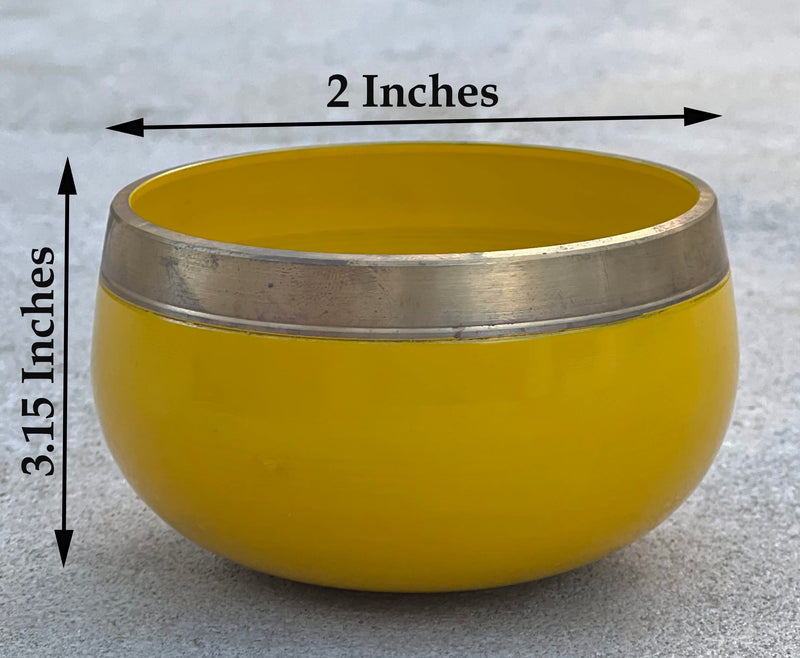 [AUSTRALIA] - DharmaObjects Tibetan Solar Plexus Chakra Premium Palm Size Singing Bowl Gift Box Set Yellow 