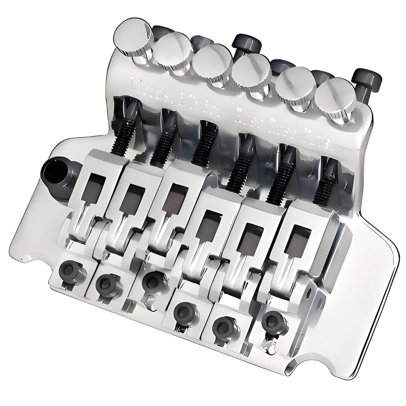 [AUSTRALIA] - Double Locking Tremolo Bridge System with Arm - Compatible with Floyd Rose & Strat Replacement| Chrome Upgrade Kit for Electric Guitars (Silver) Silver 