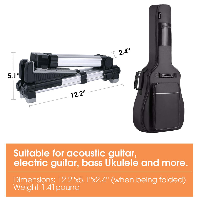 ENO MUSIC Alumium Alloy A-Frame Universal Folding Acoustic Guitar Stand, Suitable for Electric Bass Guitars , Silver