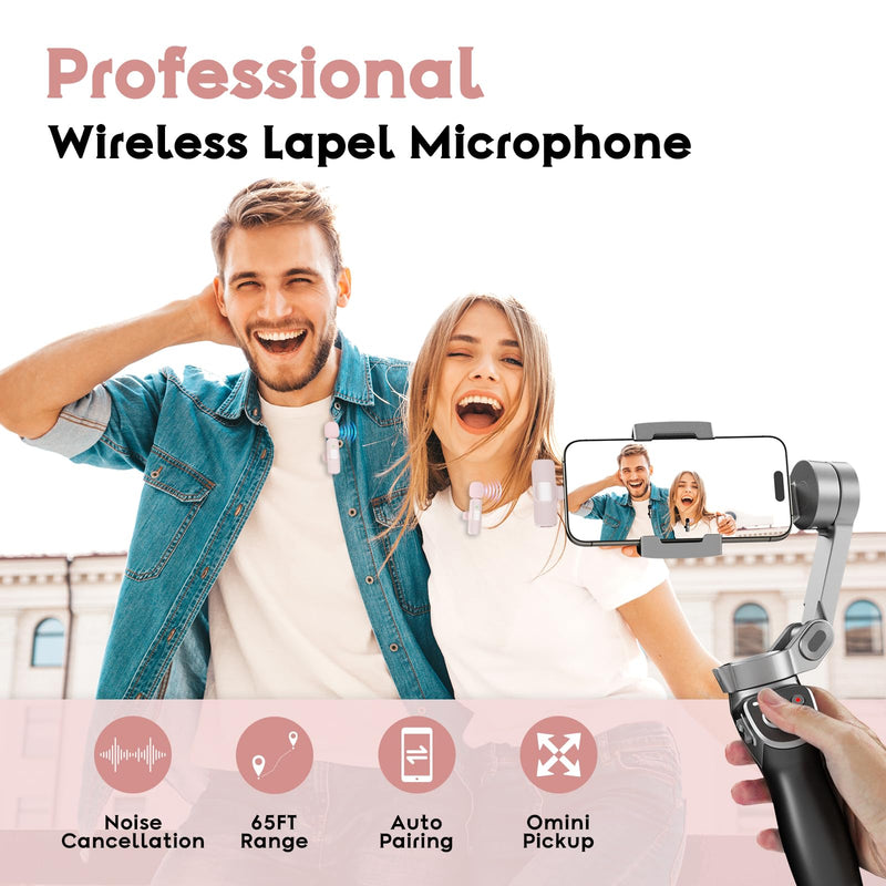 [AUSTRALIA] - USB C Mini Wireless Lavalier Microphone for iPhone 15 16, iOS and Android Devices - Noise Reduction Lapel Mic for Recording, Clip Omni Lav Mic for Video Recording, Tiktok, Youtube, Vlog (Pink) White M2 USB C 