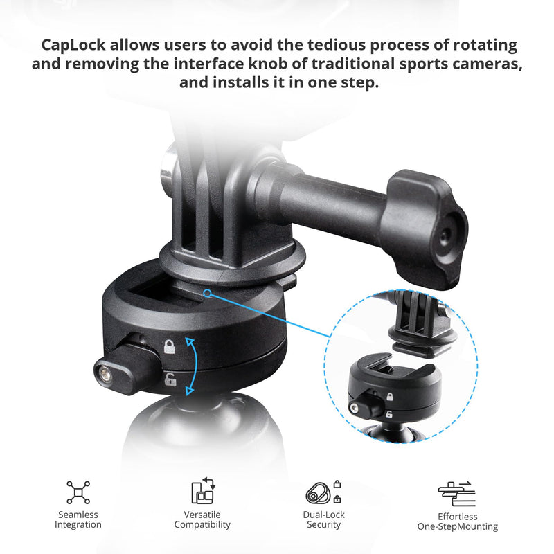 [AUSTRALIA] - PGYTECH CapLock Suction Cup Mount Compatible for DJI OSMO Action 4/3/2, Gopro 11/10/9/8, OSMO Pocket 2, Insta360 ONE RS, R, ONE X3, X2 with 1/4"-20 Standard Thread Adapter Suction Mount 