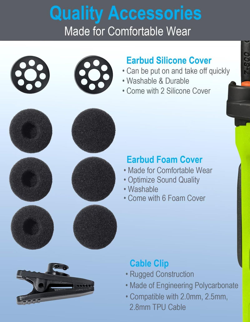 [AUSTRALIA] - Commountain SL300 SL3500e Earpiece with Mic Compatible for Motorola Radios TLK 100 TLK 110 SL7550 SL7550e SL7580 SL7580e SL7590 SL7590e SLN 1000, TLK100 TLK110 SLN1000 SL Series, G Earhook Headset 1 