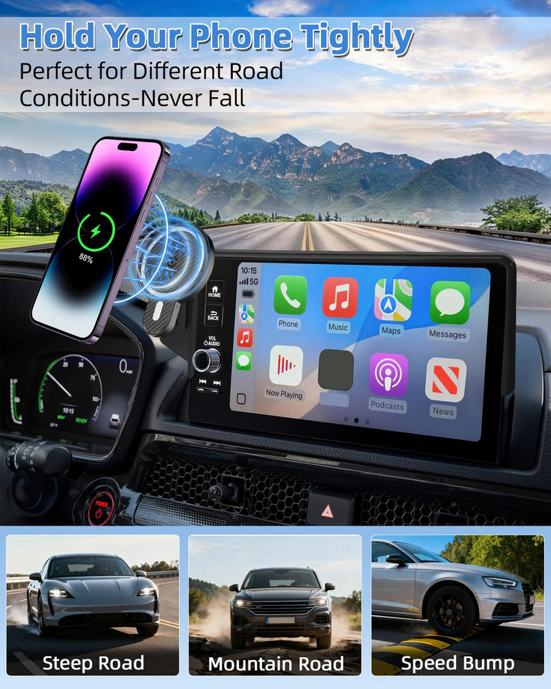 PZK Car Phone Holder for 2023-2025 BMW 3 Series /2024 2025 BMW 4 Series | 14.9-Inch Screen Magnetic 15W Fast Charger Magsafe Car Phone Mount 360° Rotaion With Sunglasses Storage Box Hands-Free Magsafe+ Wireless Charger