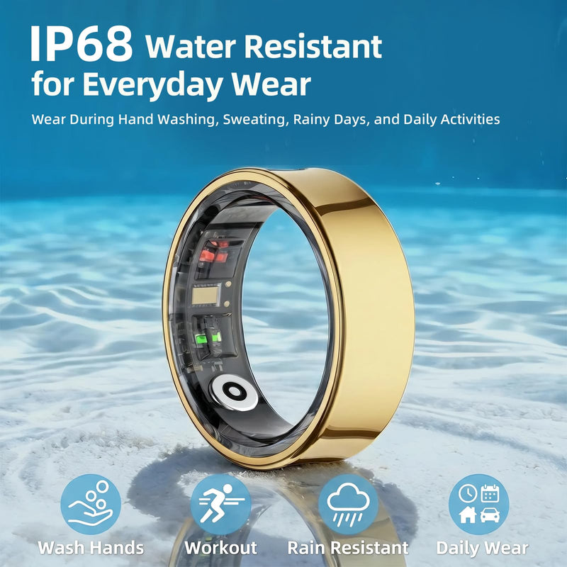 Smart Ring for Women & Men, Slim Fitness & Health Tracker, IP68 (Gold, #9) | 24/7 health tracking, Sports Tracking, Skin temperature, Sleep, Heart rate, SpO₂, HRV, IP68 Waterproof & No Subscription Gold
