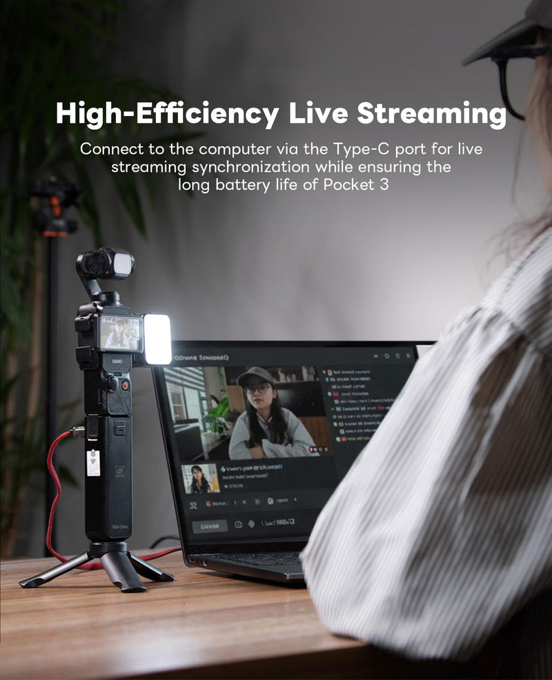 [AUSTRALIA] - Osmo Pocket 3 Battery Handle with Mic Connection, 5000mAh Full-Decoding Battery Grip Compatible with DJI Osmo Pocket 3/ Xtra Muse, with Type-C Port Transfer Date Full Decoding 