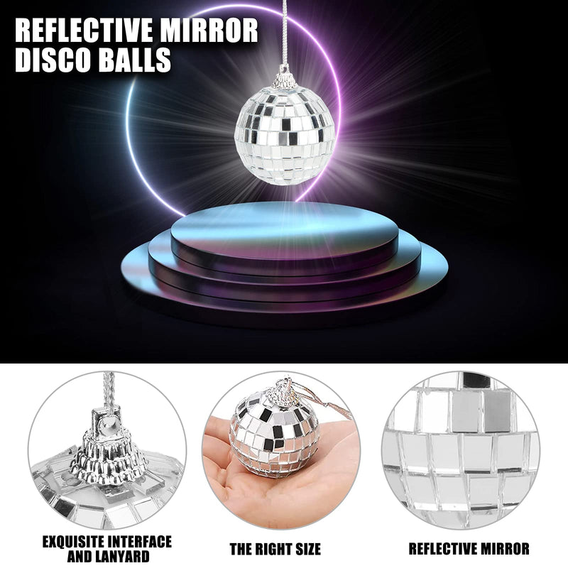 Mirror Disco Balls Set - Silver Disco Party Decoration Bright Reflective Mirror Christmas Balls Easy to Hang Suitable for Christmas, Wedding, Family Party Decoration (8) 8