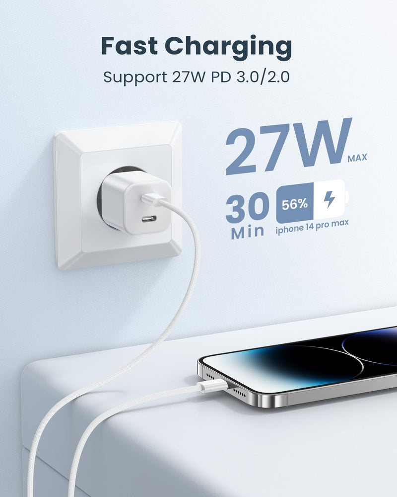 [AUSTRALIA] - USB C Lightning Cable 1 m 2 Pack, [Apple MFi Certified] Original Charging Cable iPhone Power Delivery iPhone Charging Cable USB C for iPhone 14 13 12 11 Pro Max XS XR X 8 Plus 8 SE2020 1 m + 1 m White 