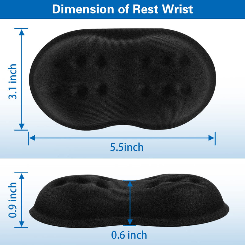 Mouse Wrist Rest, Canjoy【2 Pack】 Wrist Rest Pad Memory Foam Mouse Wrist Support Cushion, Superfine Fibre Soft Ergonomic Hand Rest Support for Computer, Laptop, Mac, Gaming or Office Black-Large