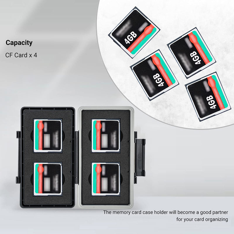 4 Slots CF Card Holder, Water-Resistance Anti-Shock Compact Flash Card Case Storage for Canon 400D 350D 50D 40D 30D 7D Mark II 7D 5DS R 5D Mark IV III II 1D Mark II Nikon D810 D800