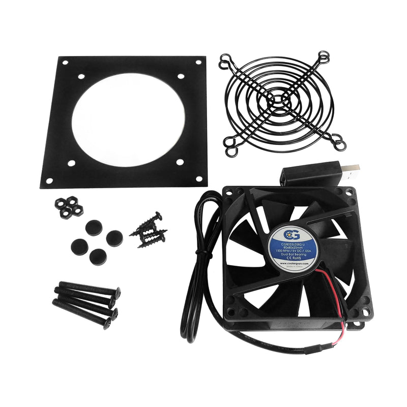 coolerguys USB Powered Cooling Fan Kits (Single 80mm) (Pack of 2) Single 80mm (Pack of 2)