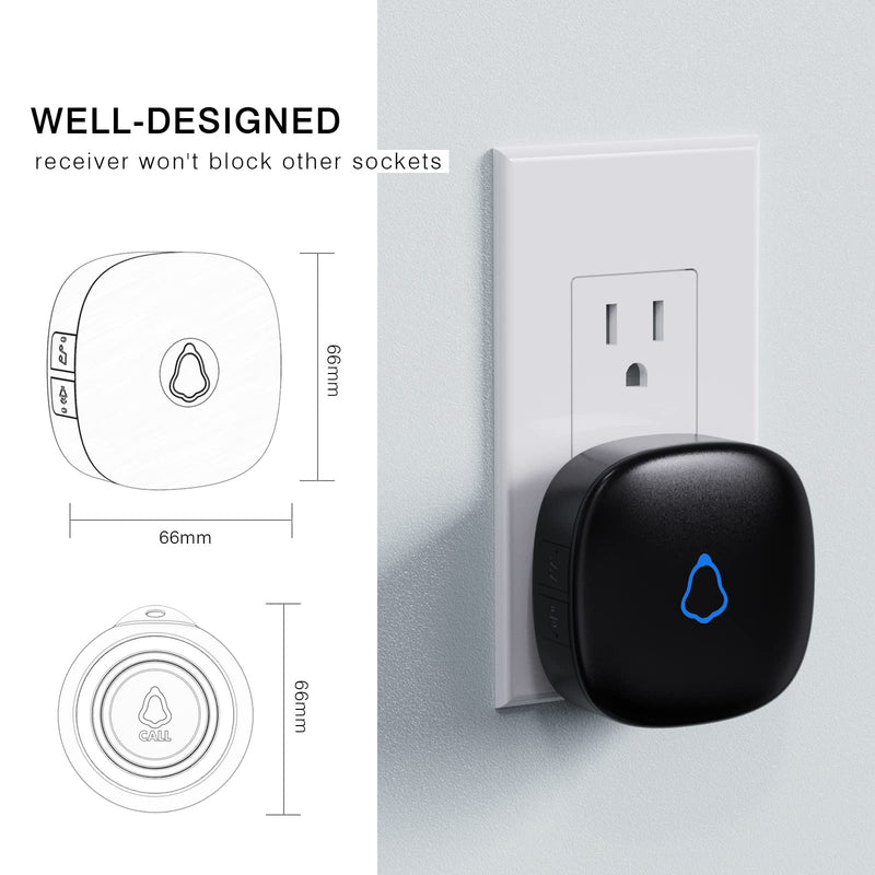 [AUSTRALIA] - Caregiver Pager, Wireless Call Button for Seniors/Elderly at Home, 3 SOS Buttons + 3 Receivers Medical Life Alert System, Emergency Panic Call Bell, Nurse Calling & Patient Assistance Alarm 3 Receivers + 3 Call Buttons Black 