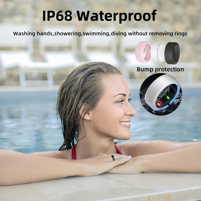 Smart Ring for Women Men, Health Fitness Tracker Ring, IP68 Waterproof Rings, Sleep Ring with Charging Case and Ring Protector, Remote Photography, Family Care, No App Fees(Rose Gold, 9#)