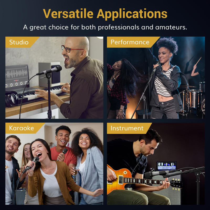 TONOR Professional Vocal Microphone for Singing, Dynamic Handheld Wired Karaoke Mic, Cardioid Studio Microfono with 4.5M XLR to 1/4" Cable, for Speakers/Mixer Machine/Amp/Speech/Karaoke and Outdoors