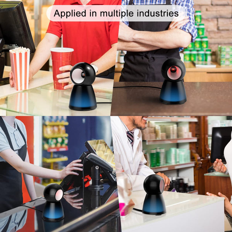 Handsfree 2D QR Barcode Scanner, TEEMI USB Wired Omnidirectional Desktop Bar Code Reader Scanner Screen Scanning CMOS Imager Presentation Bar Code Reader Compact Size, TMSL-73 black