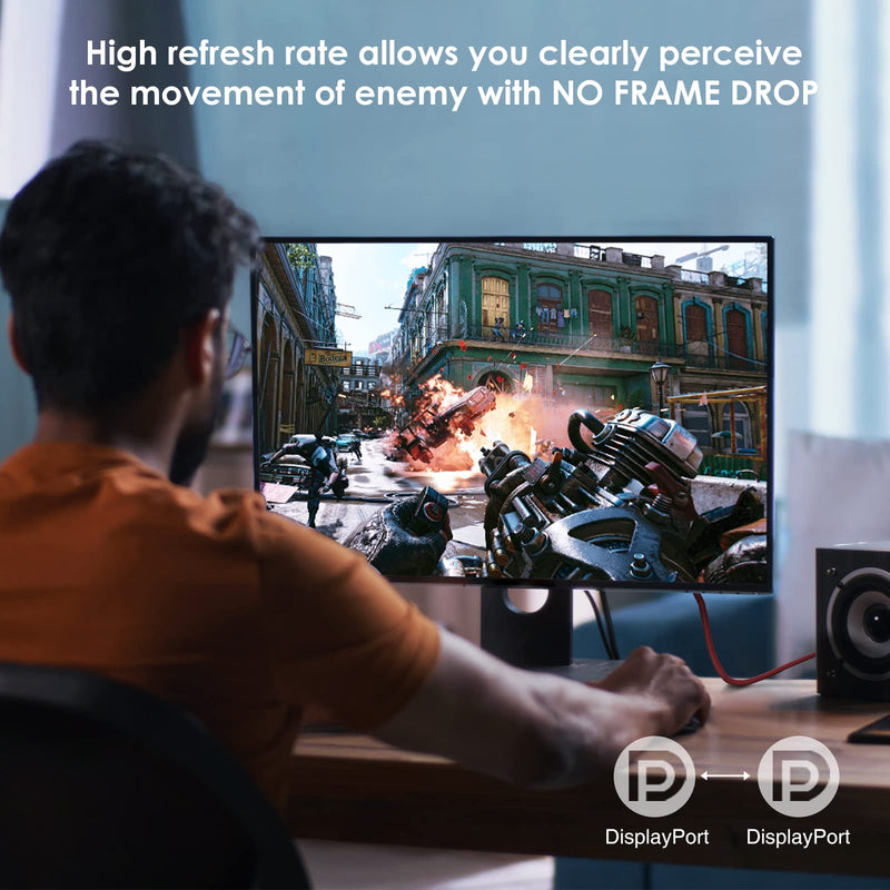 54Gbps DisplayPort 2.1 Cable 25FT, DP 2.1 Cable 16K@30Hz, 8K@120Hz, 4K@240Hz, 2K@360Hz, HDR, HDCP DSC 1.2a for FreeSync G-Sync Gaming Monitor 4090 3090Ti 7900XTX 25Feet