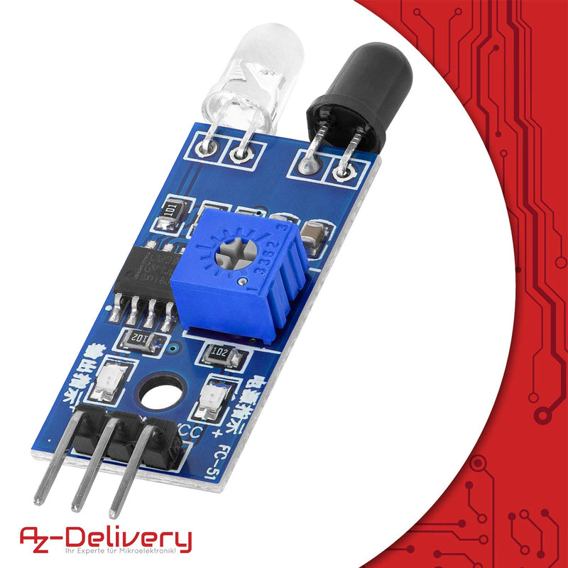 AZDelivery 3 x IR Infrared Module for Obstacle Detection Distance Sensor Compatible with Arduino and Raspberry Pi Includes eBook