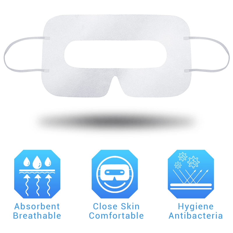 200 Pcs Disposable VR Face Mask Breathable Cover Eye Mask for VR Nonwoven Fabric Sanitary VR Mask, VR Eye Cover Pad (White) White