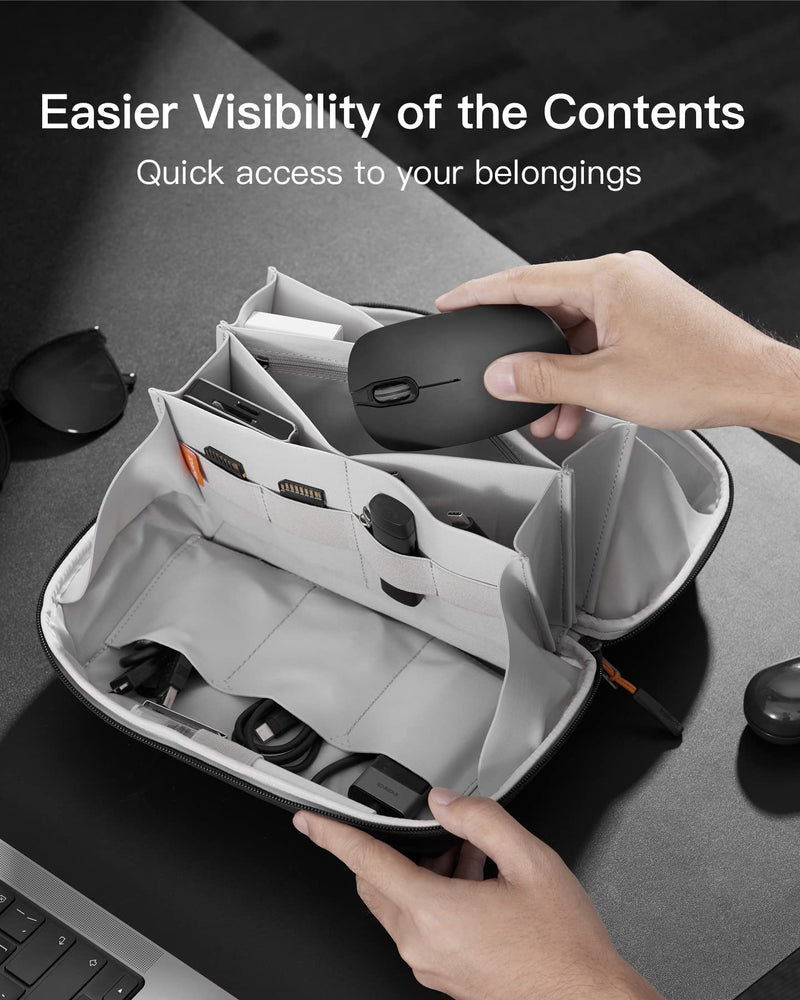 [AUSTRALIA] - Inateck Electronics Organizer Travel Case, Water-resistant Tech Pouch, Travel Organizer Bag, Electronic Accessories Carry Case, Tech Organizer for Cable, Cord, Charger, Phone, Travel Friendly, Large Black 