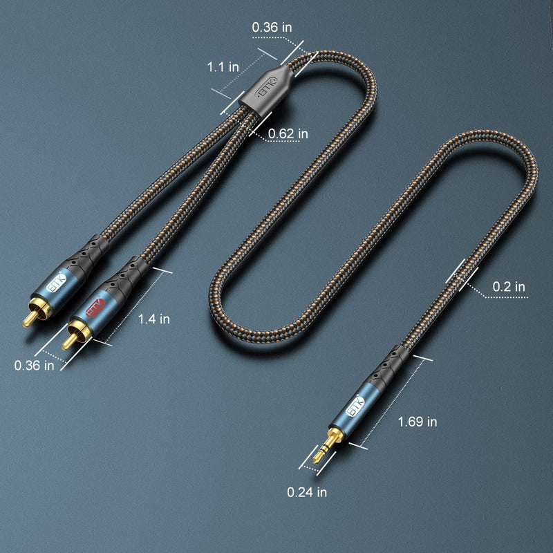 [AUSTRALIA] - EMK 3.5mm to 2RCA Cable 24K Gold-Plated Nylon Braided RCA to Auxiliary Stereo Audio Headphone Male to Male 1/8 to RCA Cord for Tablet,Subwoofer,Home Theater,DVD Speaker,MP3/MP4,Player 10ft/3m 
