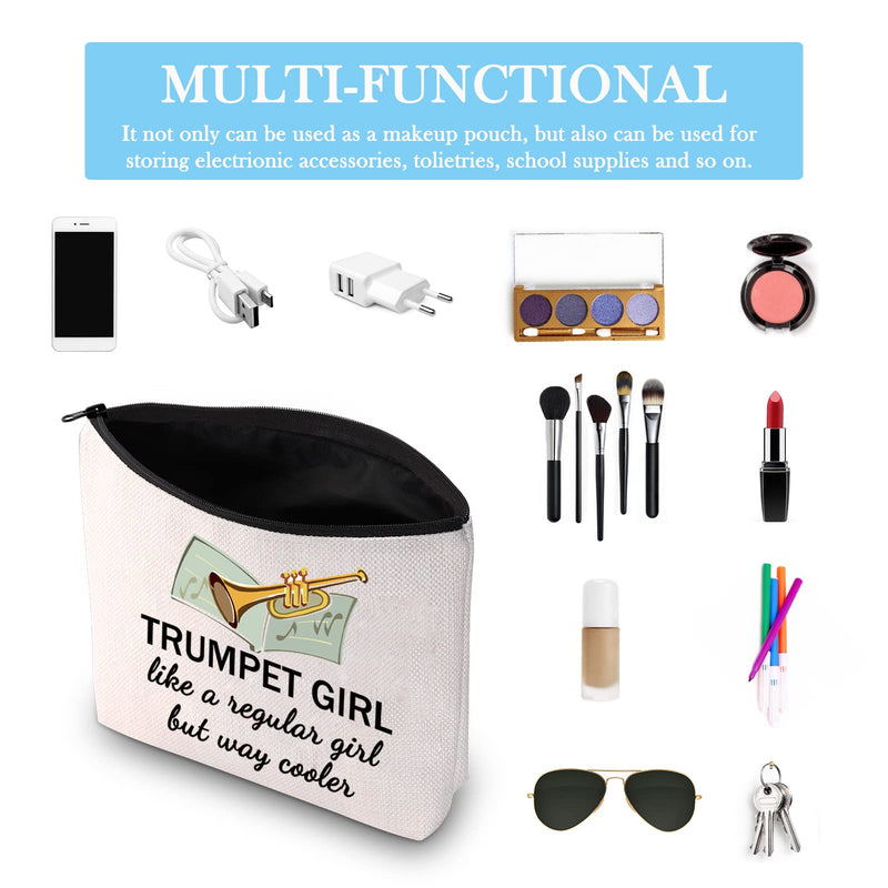 GJTIM Trumpeter Gift Trumpet Player Gift Brass Band Trumpeter Cosmetic Bag Zipper Pouch Beige
