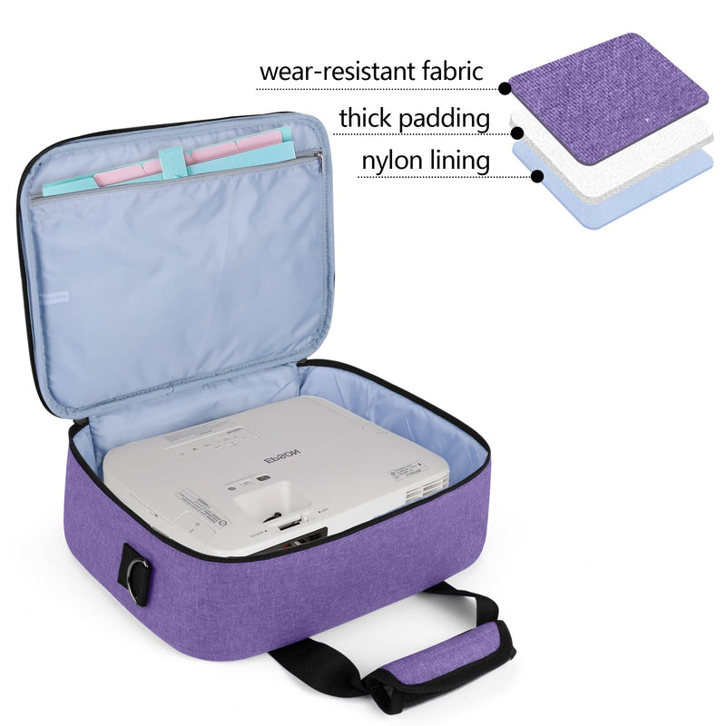 Luxja Projector Case, Projector Bag with Accessories Storage Pockets (Compatible with Most Major Projectors), Medium(13.75 x 10.5 x 4.5 Inches), Purple